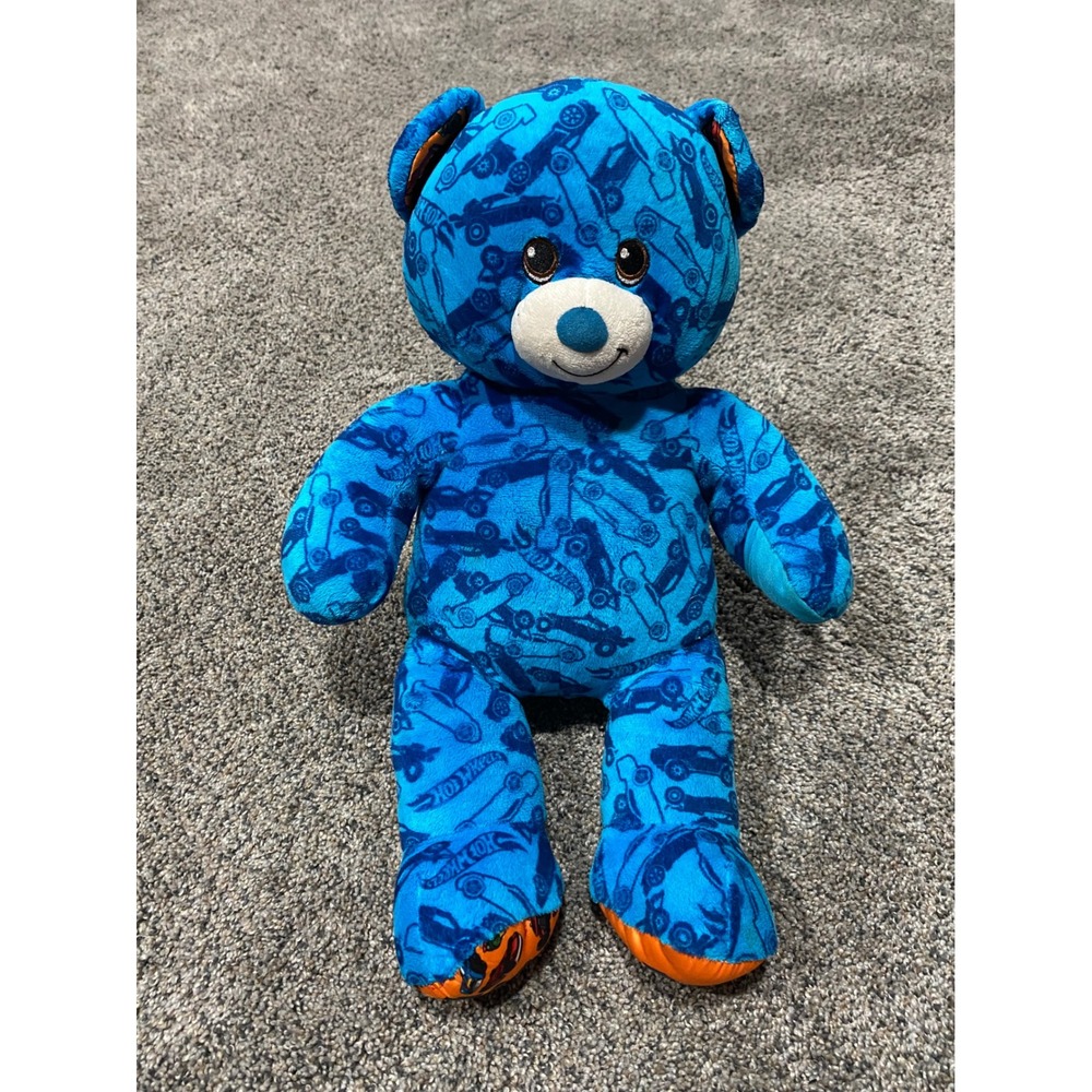 Build-A-Bear Hot Wheels Plush Unisex OS Blue Good Car Print Teddy Bear